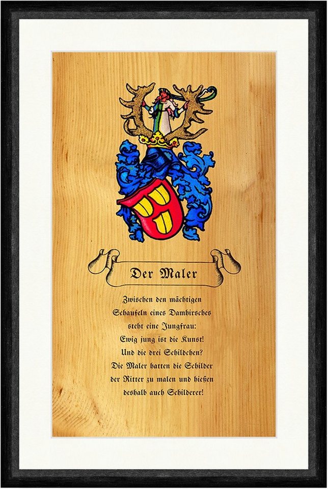 BillerAntik Kunstdruck Der Maler Painter Schild Knight Zirbenholz Arve Nostalgieschild Faks_Z, (1 St) von BillerAntik