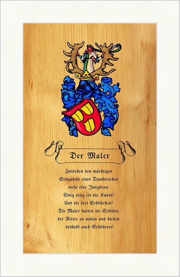 BillerAntik Kunstdruck Der Maler Painter Schild Knight Zirbenholz Arve Nostalgieschild Zunft, (1 St) von BillerAntik