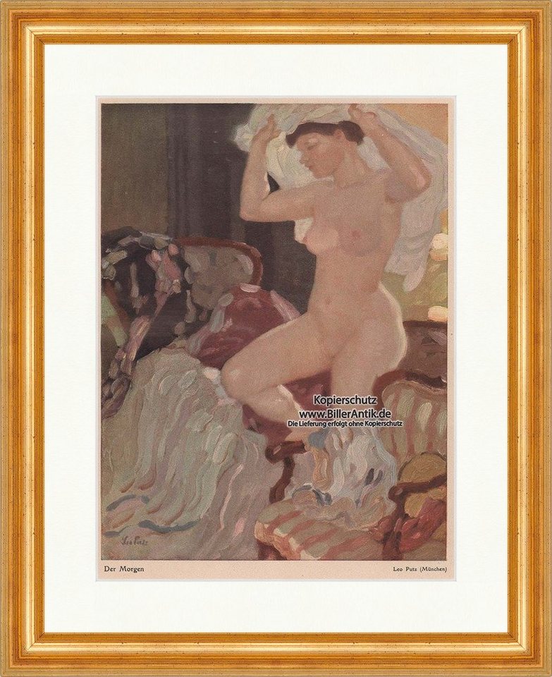 BillerAntik Kunstdruck Der Morgen Jugendstil Leo Putz Akt Frau Erotik Georg Hirth Jugend 1820, (1 St) von BillerAntik