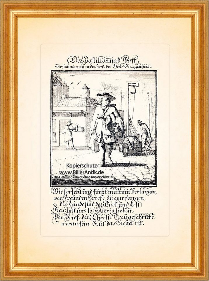 BillerAntik Kunstdruck Der Postilion und Bott Briefträger Post Kupferstich Christoph Weigel B, (1 St) von BillerAntik