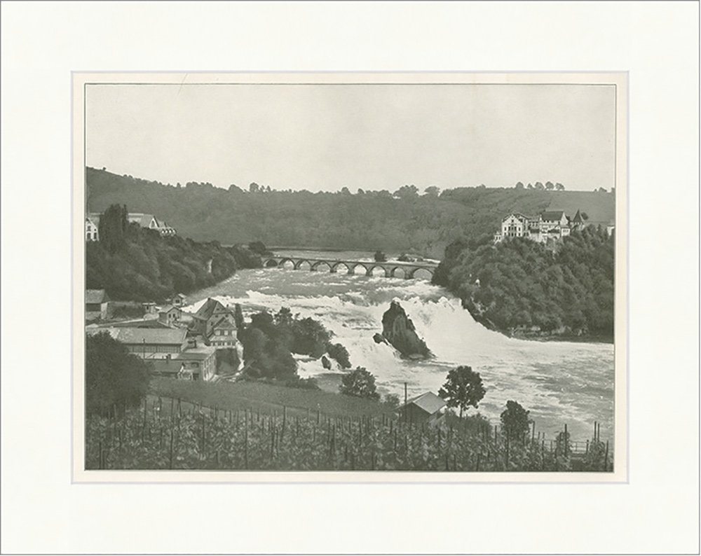 Kunstdruck Der Rheinfall Rhyfall Grosser Schloss Laufen Wasserfall Schweiz F_Vint, (1 St) von OTTO