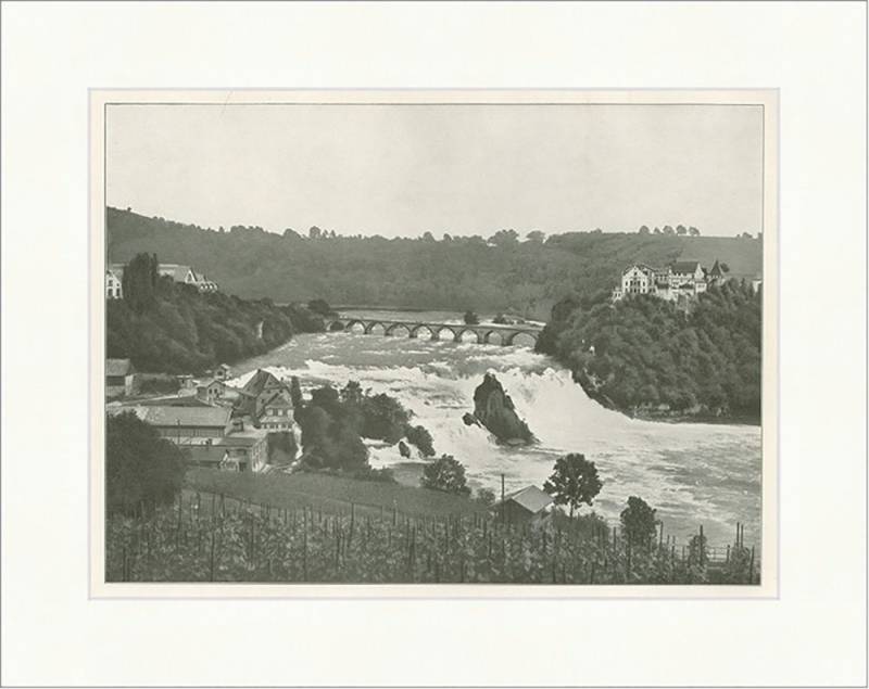 BillerAntik Kunstdruck Der Rheinfall Rhyfall Grosser Schloss Laufen Wasserfall Schweiz F_Vint, (1 St) von BillerAntik