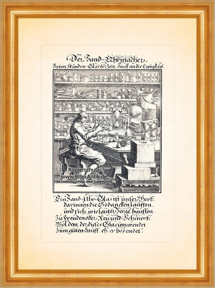 BillerAntik Kunstdruck Der Sand Uhrmacher Sanduhr Zeit Uhren Kupferstich Christoph Weigel Ber, (1 St) von BillerAntik
