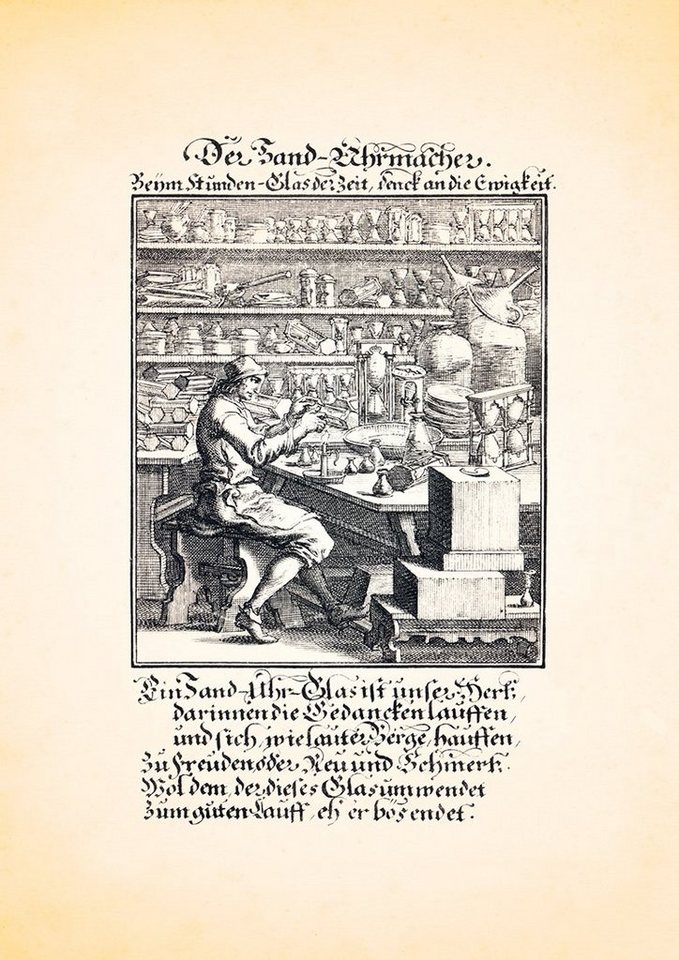 BillerAntik Kunstdruck Der Sand Uhrmacher Sanduhr Zeit Uhren Kupferstich Christoph Weigel Ber, (1 St) von BillerAntik