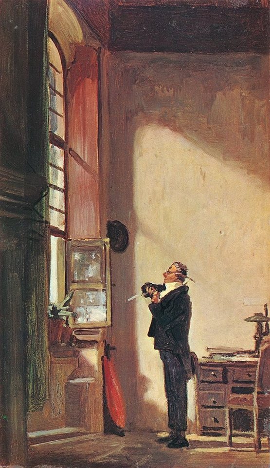 BillerAntik Kunstdruck Der Schreiber Carl Spitzweg Federkiel Kanzlei Morgensonne Fenster H A3, (1 St) von BillerAntik