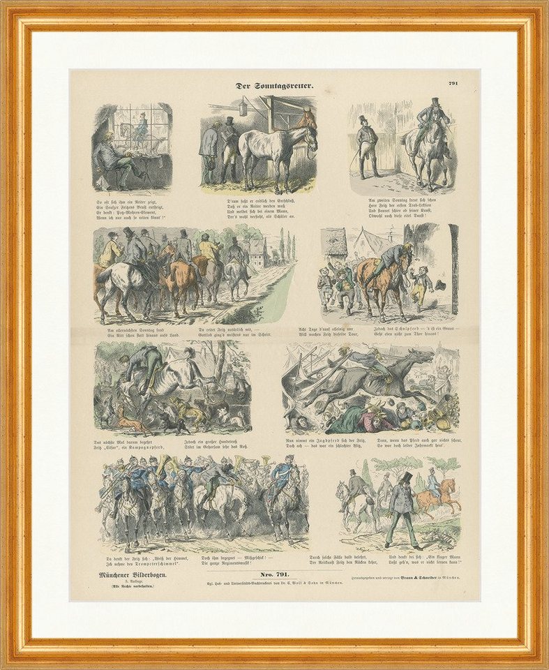 BillerAntik Kunstdruck Der Sonntagsreiter L. Nagel Pferd Trab Tour Münchener Bilderbogen 791, (1 St) von BillerAntik