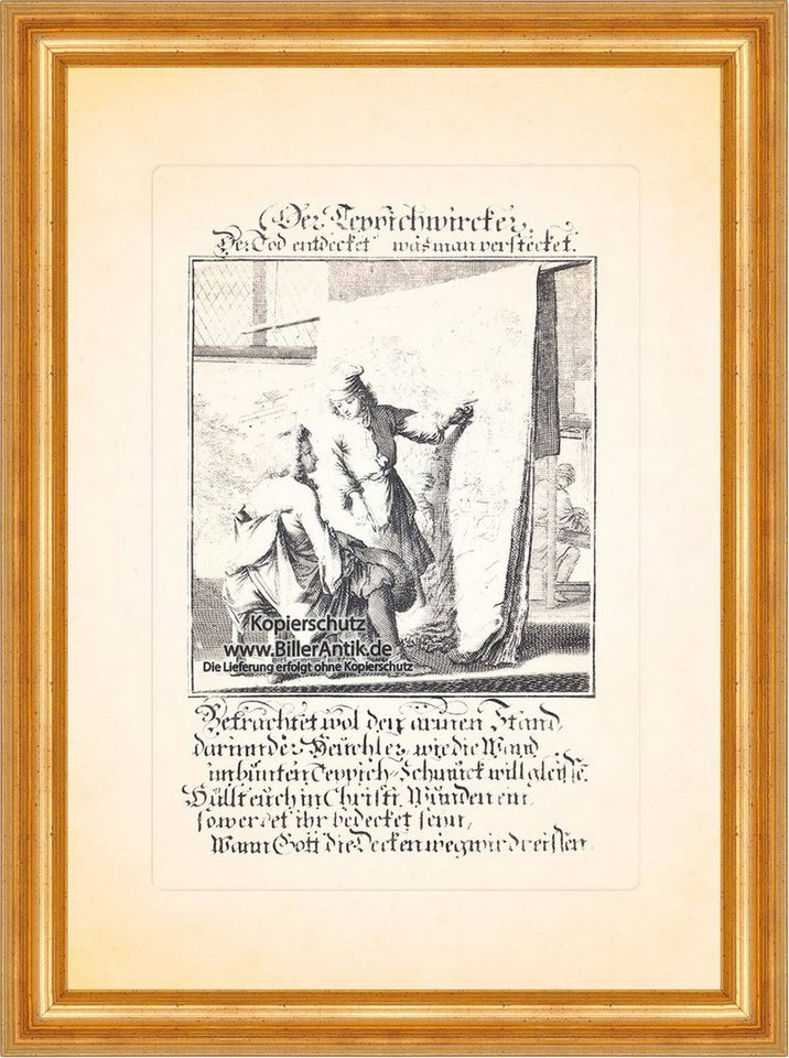 BillerAntik Kunstdruck Der Teppichwirker knüpfen Teppiche Kupferstich Christoph Weigel Berufe, (1 St) von BillerAntik