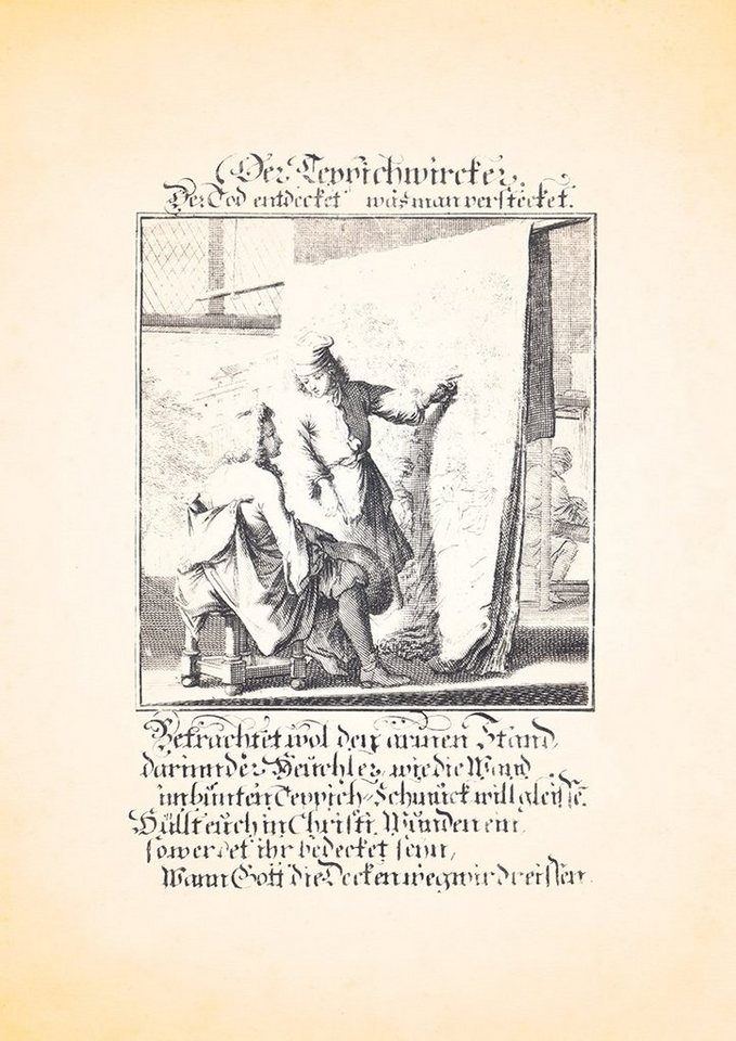 BillerAntik Kunstdruck Der Teppichwirker knüpfen Teppiche Kupferstich Christoph Weigel Berufe, (1 St) von BillerAntik