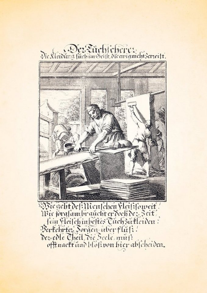 Kunstdruck Der Tuchscherer scheren Tuch Wolle Kupferstich Christoph Weigel Berufe, (1 St) von OTTO