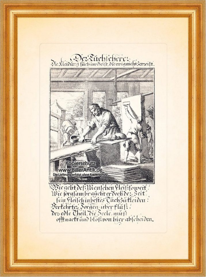 BillerAntik Kunstdruck Der Tuchscherer scheren Tuch Wolle Kupferstich Christoph Weigel Berufe, (1 St) von BillerAntik
