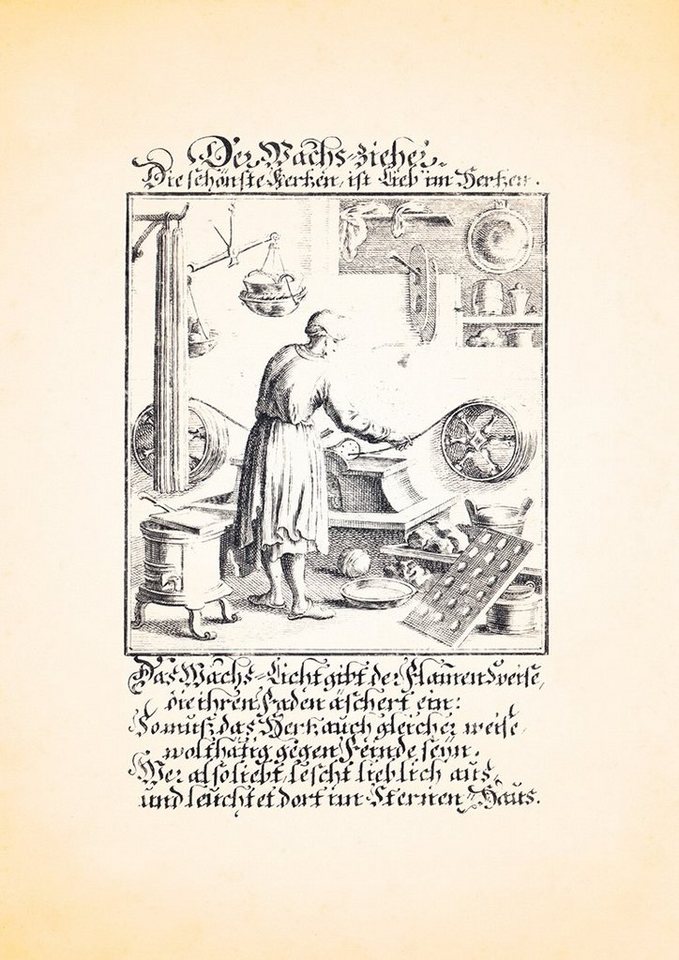 BillerAntik Kunstdruck Der Wachs Zieher Kerzenzieher Kerzen Kupferstich Christoph Weigel Beru, (1 St) von BillerAntik