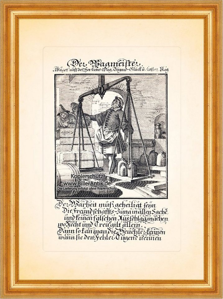Kunstdruck Der Wagmeister Waage Waagen wiegen Kupferstich Christoph Weigel Berufe, (1 St) von OTTO