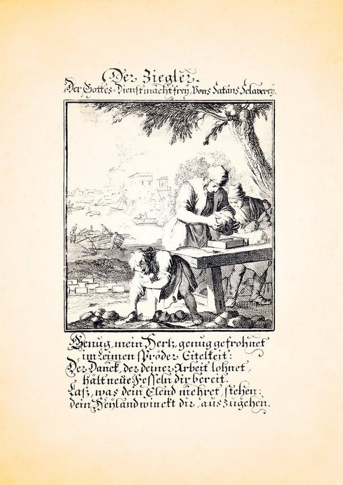 BillerAntik Kunstdruck Der Ziegler Ziegel Ziegelei Ton Lehm Kupferstich Christoph Weigel Beru, (1 St) von BillerAntik