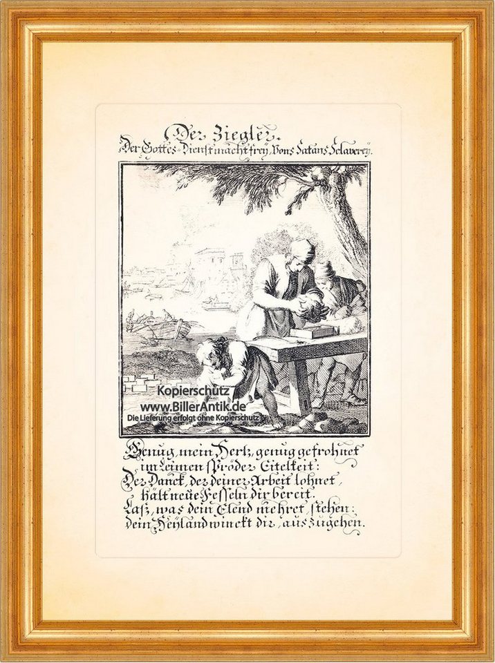 BillerAntik Kunstdruck Der Ziegler Ziegel Ziegelei Ton Lehm Kupferstich Christoph Weigel Beru, (1 St) von BillerAntik