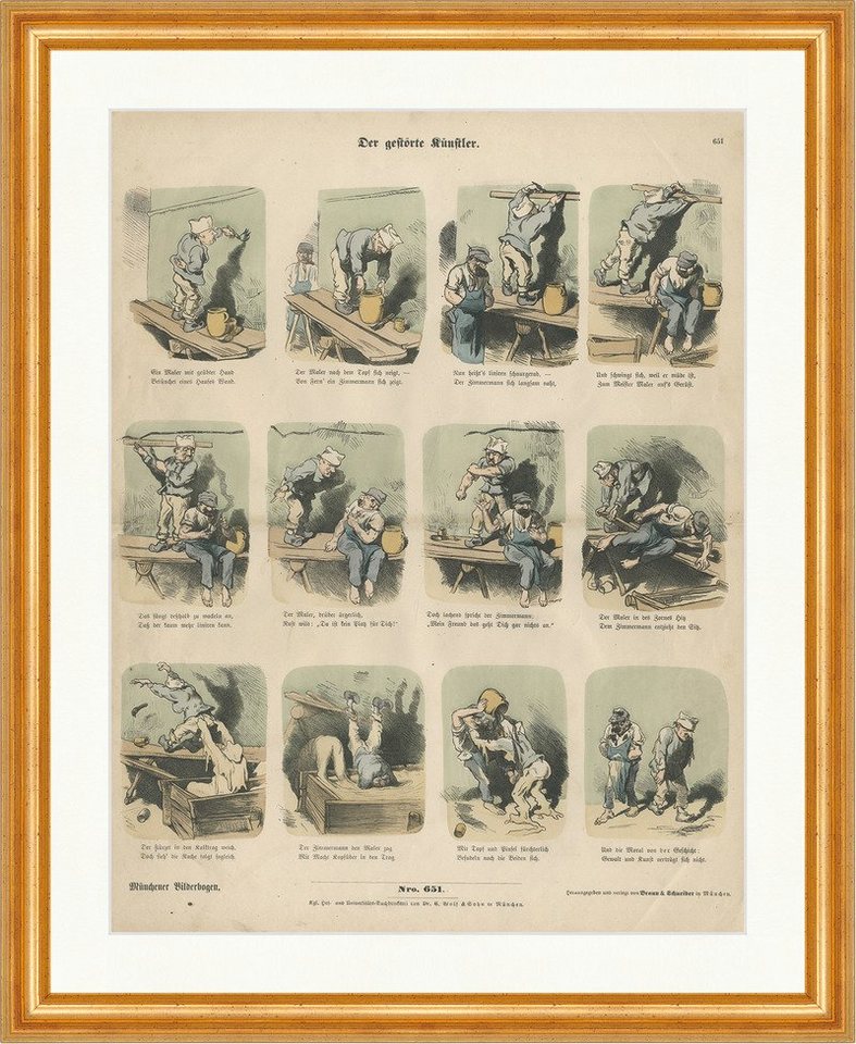 BillerAntik Kunstdruck Der gestörte Künstler Maler Gerüst Pinsel Münchener Bilderbogen 651 Ge, (1 St) von BillerAntik