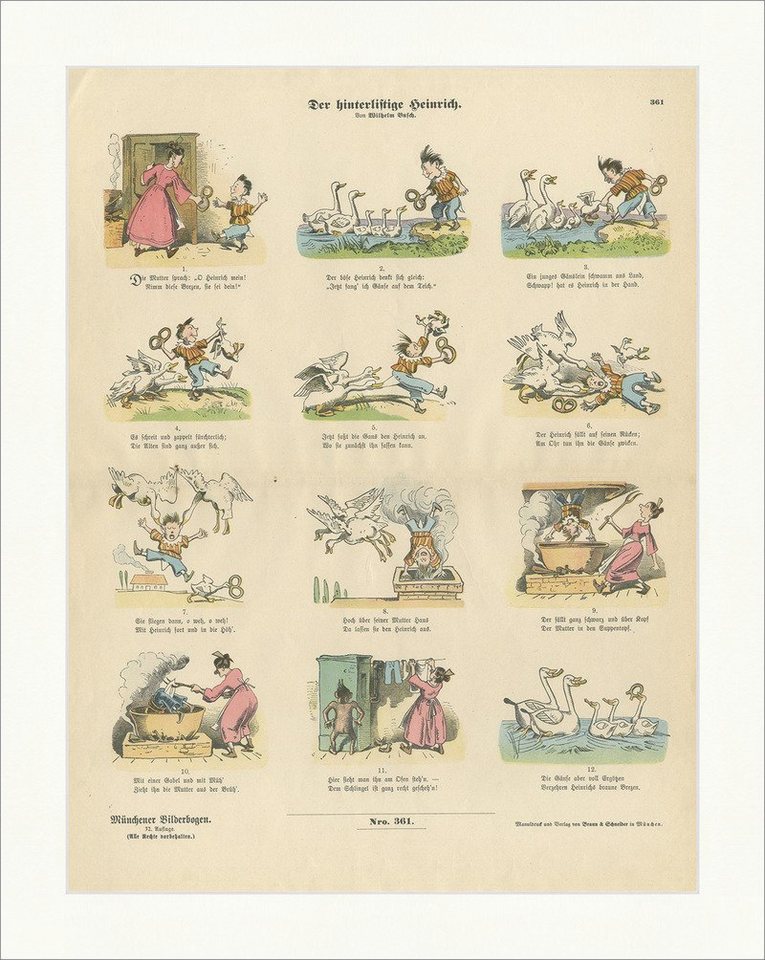 BillerAntik Kunstdruck Der hinterlistige Heinrich Wilhelm Busch Holzstich Münchener Bilderbog, (1 St) von BillerAntik