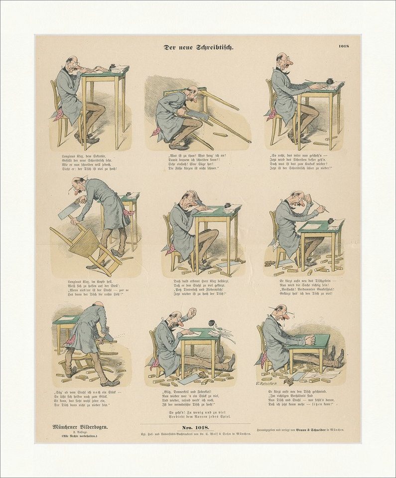 Kunstdruck Der neue Schreibtisch Reinicke Klex Säge Holzstich Münchener Bilderbog, (1 St) von OTTO