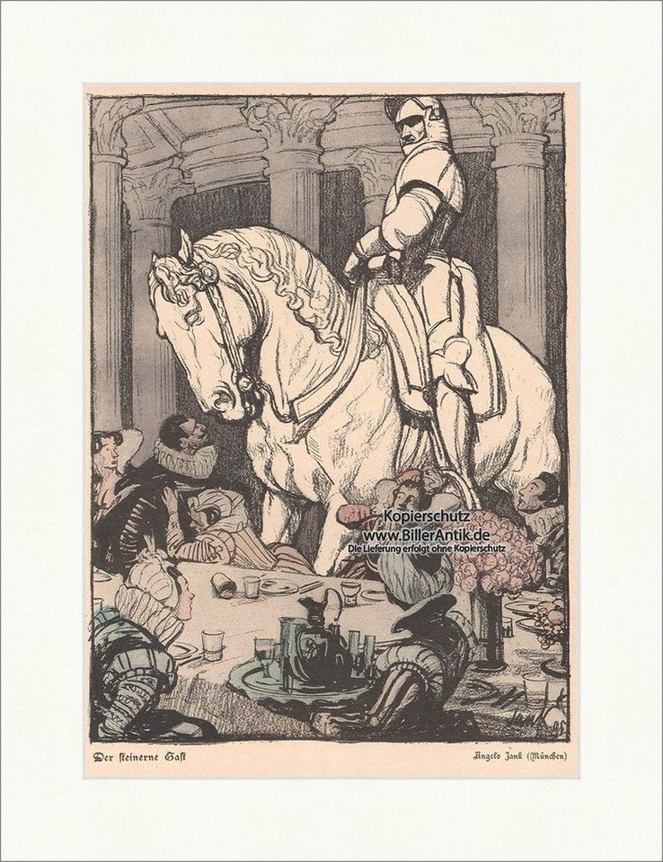 Kunstdruck Der steinerne Gast Angelo Jank Pferd Ritter Rüstung Esstisch Säule Jug, (1 St) von OTTO
