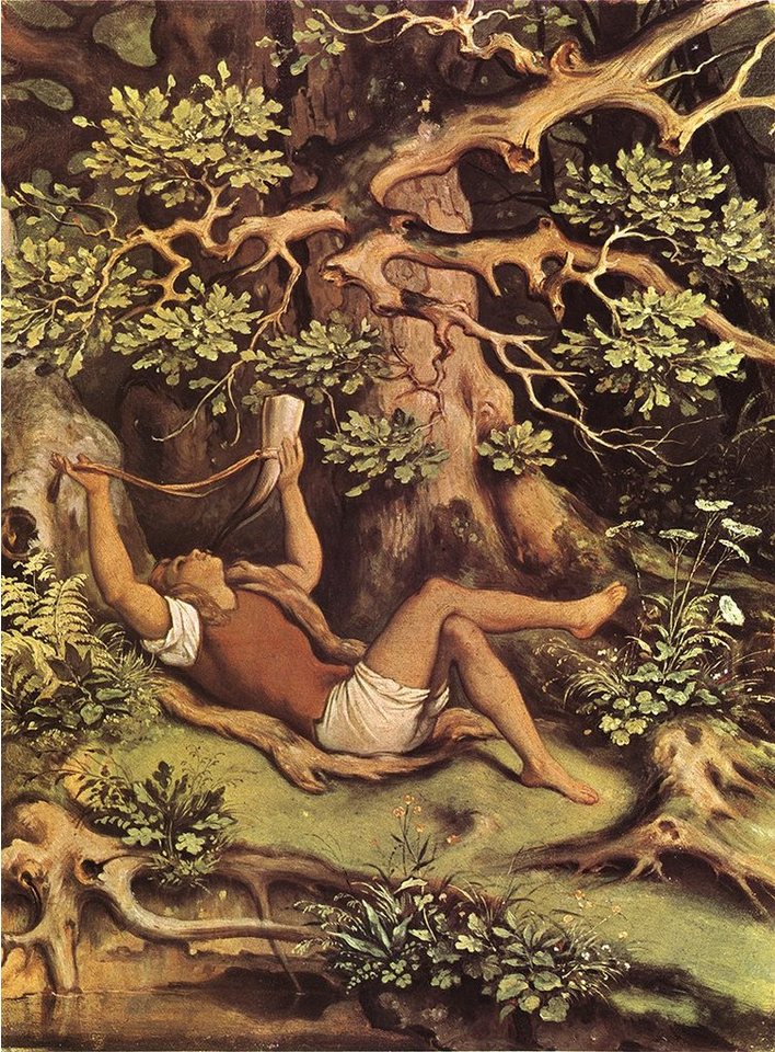 BillerAntik Kunstdruck Des Knaben Wunderhorn Moritz von Schwind Waldhorn Musik Wald Natur H A, (1 St) von BillerAntik