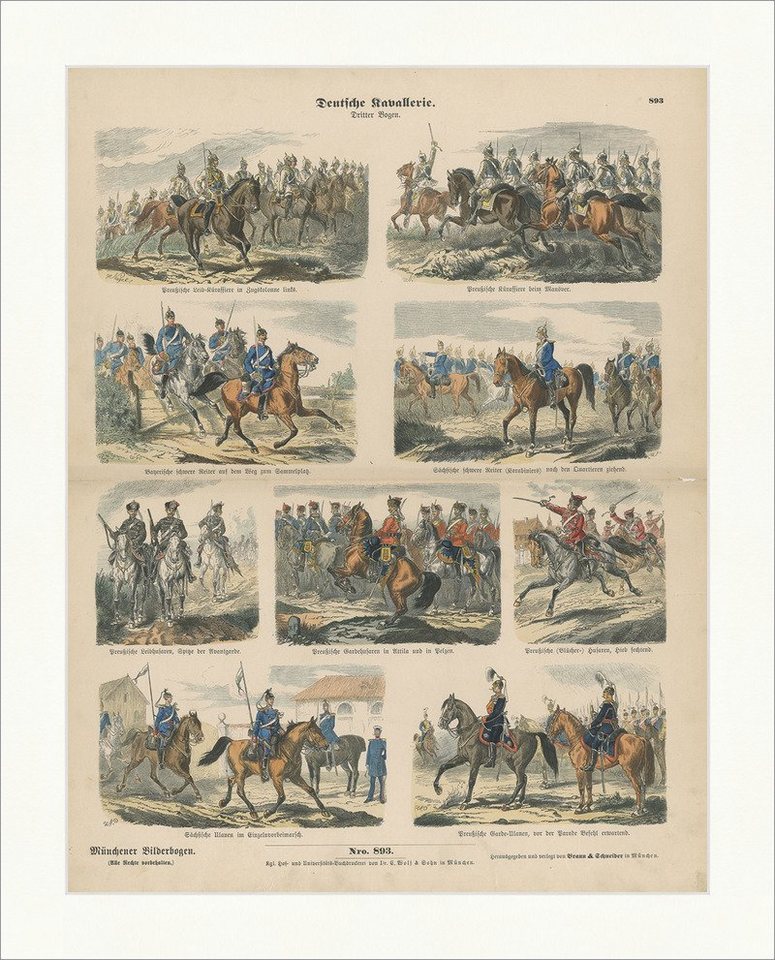 BillerAntik Kunstdruck Deutsche Kavallerie III Nagel Manöver Soldat Holzstich Münchener Bilde, (1 St) von BillerAntik