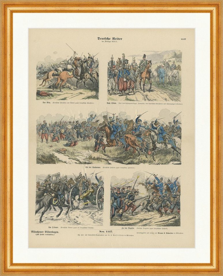 BillerAntik Kunstdruck Deutsche Reiter Nagel Feldzug 1870 Vogesen Münchener Bilderbogen 1147, (1 St) von BillerAntik