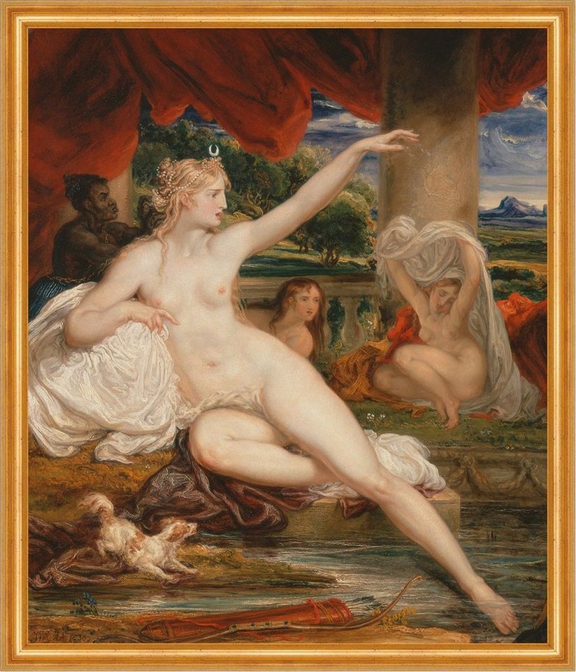 BillerAntik Kunstdruck Diana at the Bath James Ward Nackte Frauen Bad Hund Tücher B A1 02410, (1 St) von BillerAntik