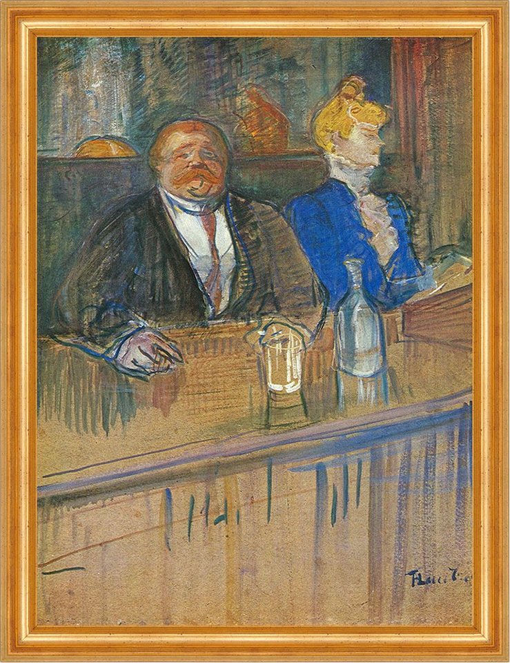 BillerAntik Kunstdruck Die Bar Henri Toulouse-Lautrec Paar Theke Trostlosigkeit Glas H A3 052, (1 St) von BillerAntik