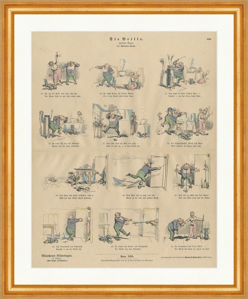 Kunstdruck Die Brille II Wilhelm Busch Ofen Hund Nase Münchener Bilderbogen 528 G, (1 St) von OTTO