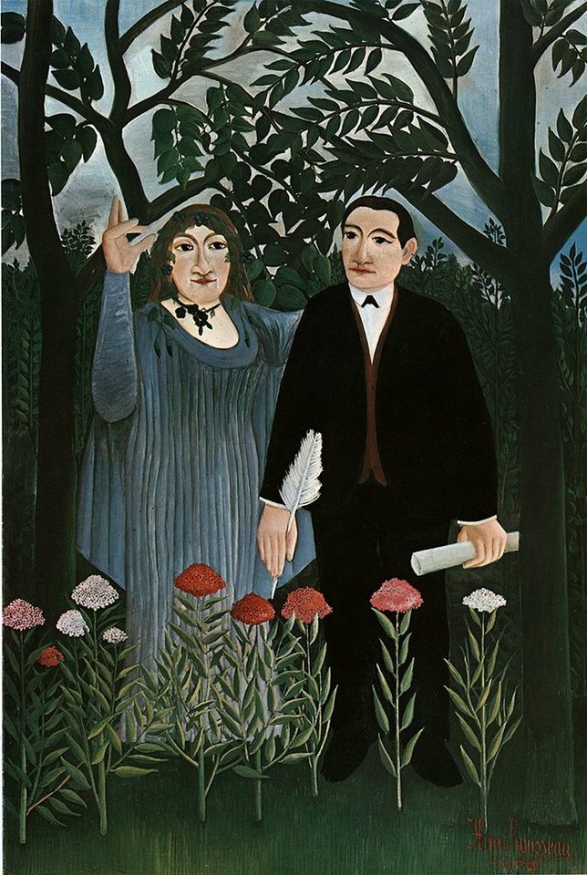 BillerAntik Kunstdruck Die Muse inspiriert den Dichter Henri Rousseau Natur Vertrauen H A3 03, (1 St) von BillerAntik
