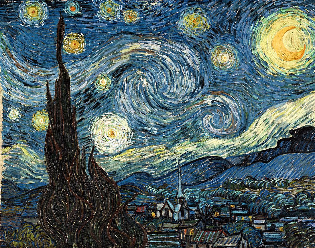 Kunstdruck Die Sternennacht Zypressen The Starry Night van Gogh A3 031, (1 St) von OTTO