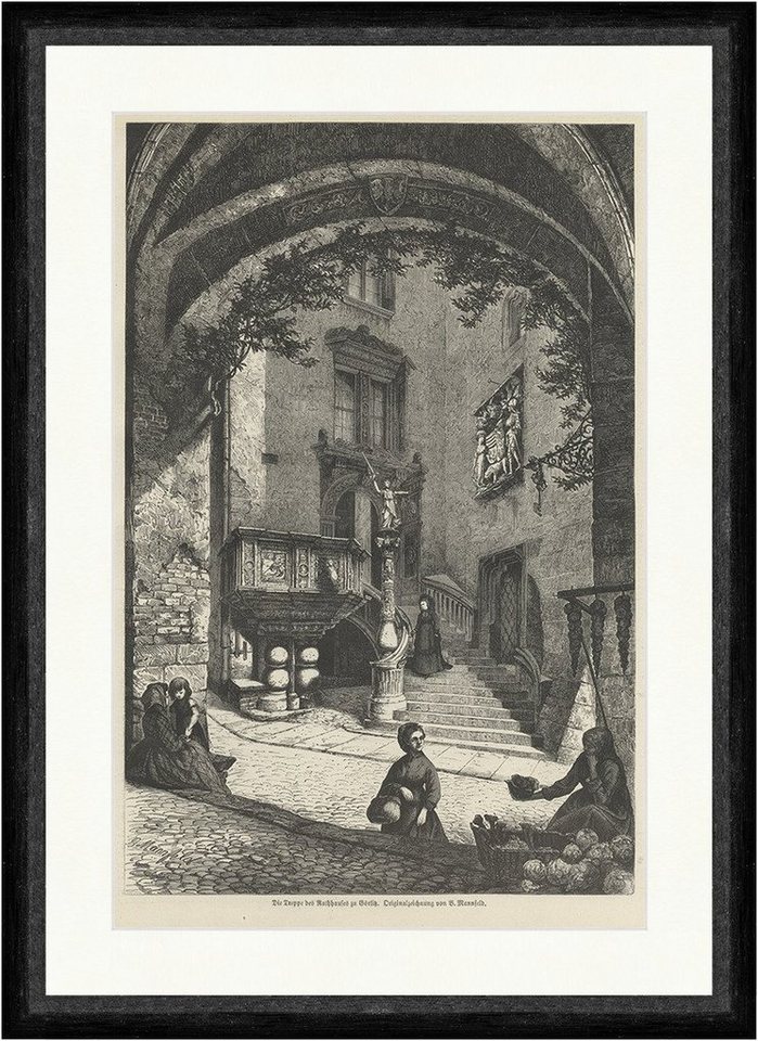 BillerAntik Kunstdruck Die Treppe des Rathauses zu Görlitz B. Mannfeld Sachsen Hof Faksimile_, (1 St) von BillerAntik