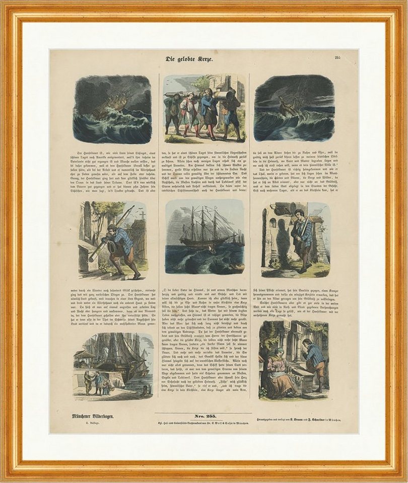 BillerAntik Kunstdruck Die gelobte Kerze Hanselbauer Amerika Schiff Münchener Bilderbogen 255, (1 St) von BillerAntik