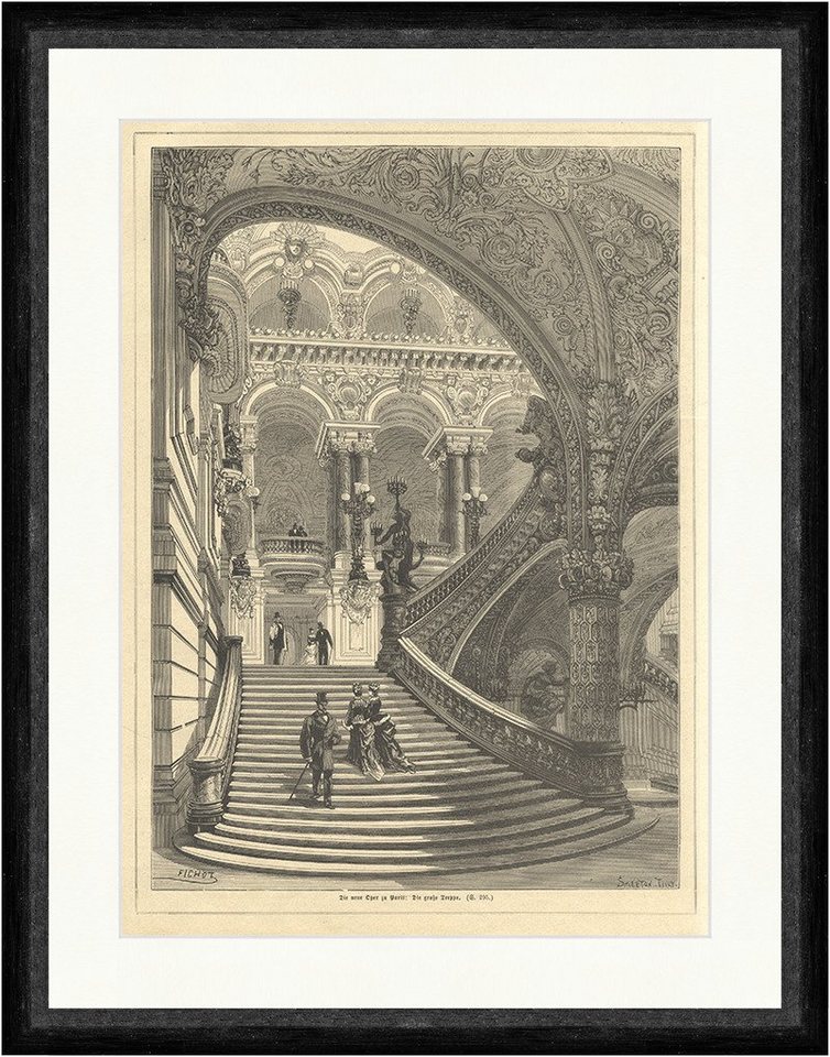 BillerAntik Kunstdruck Die neue Oper zu Paris: Die große Treppe Prunk Säulen Gewölbe Faksimil, (1 St) von BillerAntik