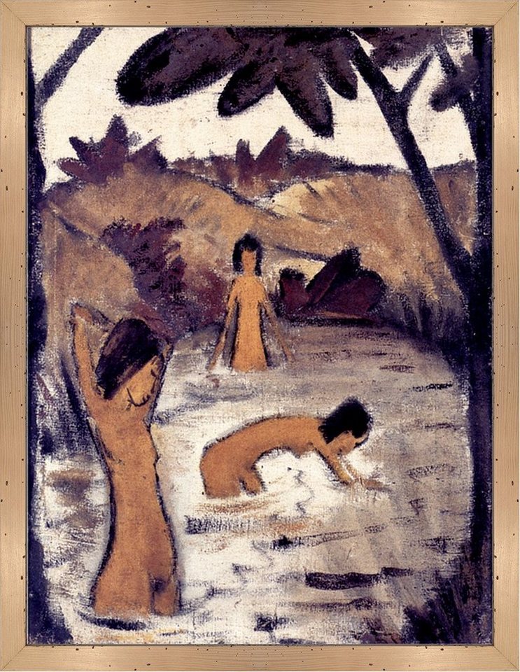 Kunstdruck Drei Badende im Teich Akt Malerei Otto Mueller A2 Natur 18, (1 St) von OTTO
