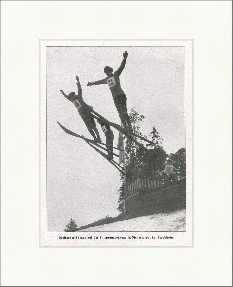 Kunstdruck Dreifacher Sprung auf der Skisprungschanze Stockholm Sportler F_Vintag, (1 St) von OTTO