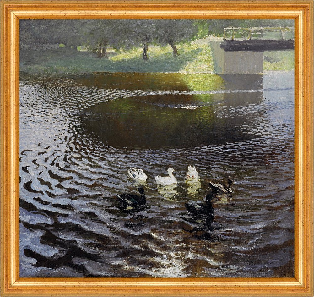 BillerAntik Kunstdruck Ducks Johans Valters Enten Teich Fluß Brücke Tiere Wasser B A3 02588 G, (1 St) von BillerAntik