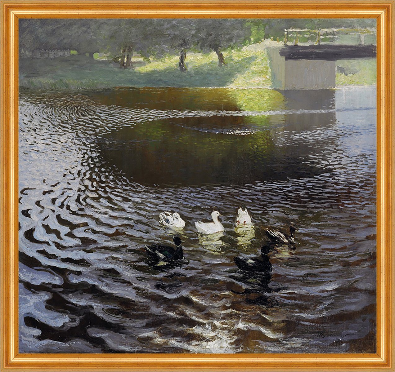 Kunstdruck Ducks Johans Valters Enten Teich Fluß Brücke Tiere Wasser Vögel B A1 0, (1 St) von OTTO