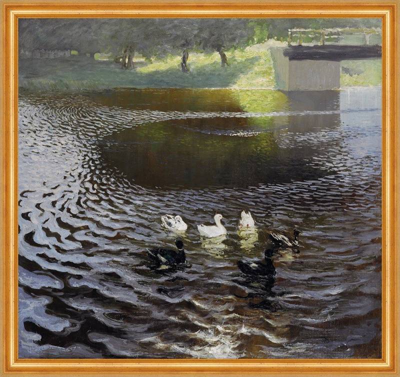 BillerAntik Kunstdruck Ducks Johans Valters Enten Teich Fluß Brücke Tiere Wasser Vögel B A2 0, (1 St) von BillerAntik