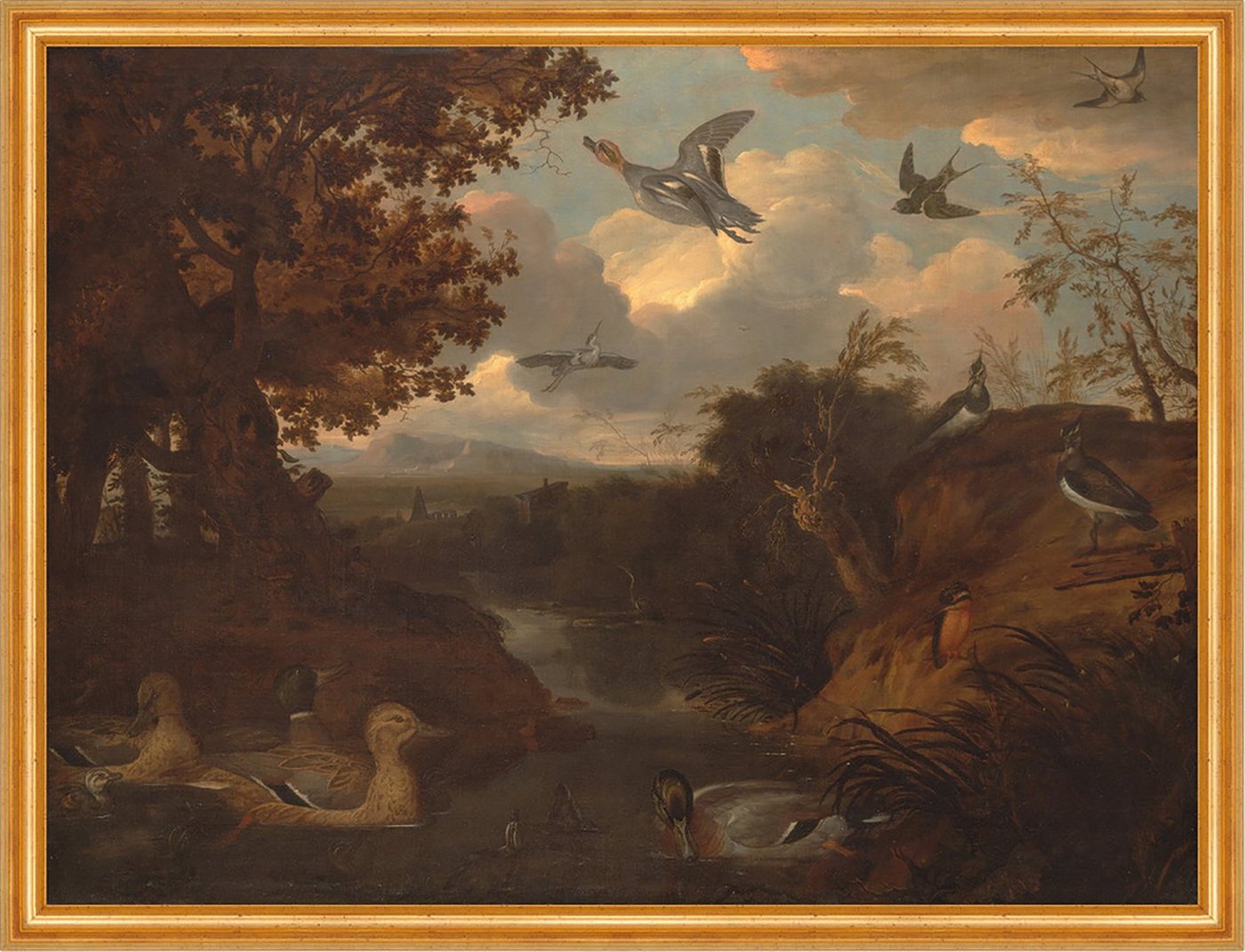 Kunstdruck Ducks and Other Birds about a Stream Francis Barlow Enten Vögel Bach B, (1 St) von OTTO