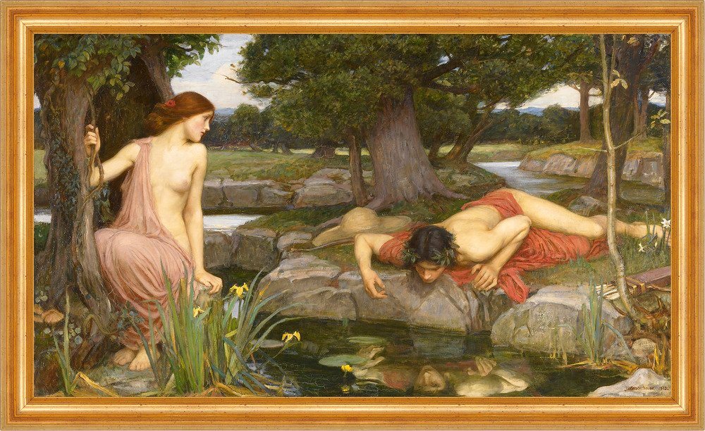 BillerAntik Kunstdruck Echo and Narcissus John William Waterhouse Mythologie Spiegel B A3 026, (1 St) von BillerAntik