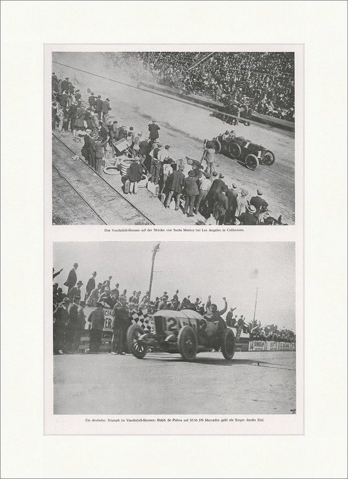 Kunstdruck Ein deutscher Triumph im Vanderbilt-Rennen 1914 Autos Mercedes F_Vinta, (1 St) von OTTO