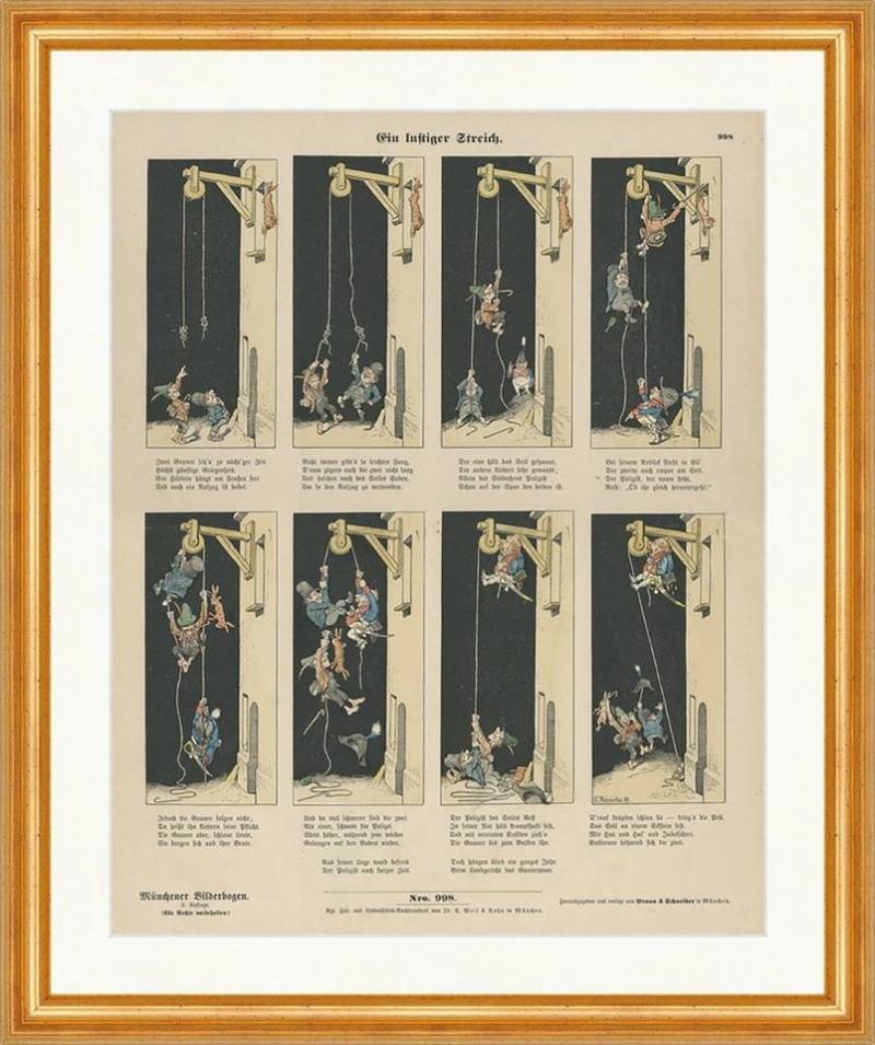 BillerAntik Kunstdruck Ein lustiger Streich Reinicke Seil Aufzug Münchener Bilderbogen 998 Ge, (1 St) von BillerAntik