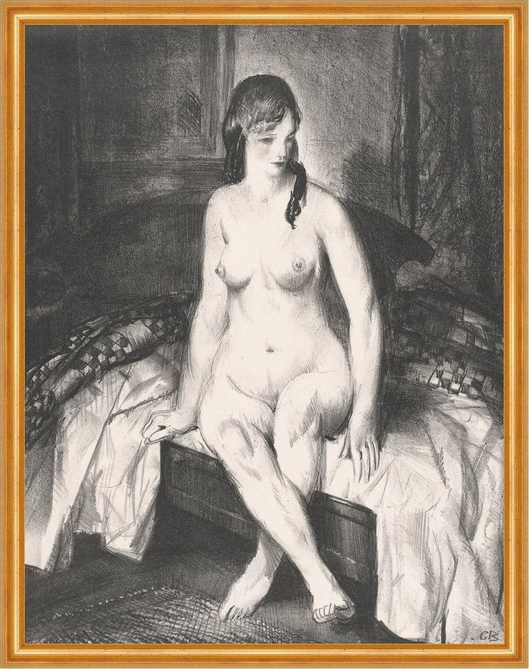 Kunstdruck Evening, Nude on Bed George Wesley Bellows Nackte Frau Akt Bett Abend, (1 St) von OTTO