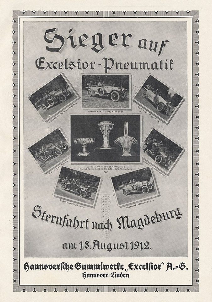Kunstdruck Excelsior der Qualitätsreifen Hannov. Gummiwerke Plakat Braunbeck Moto, (1 St) von OTTO