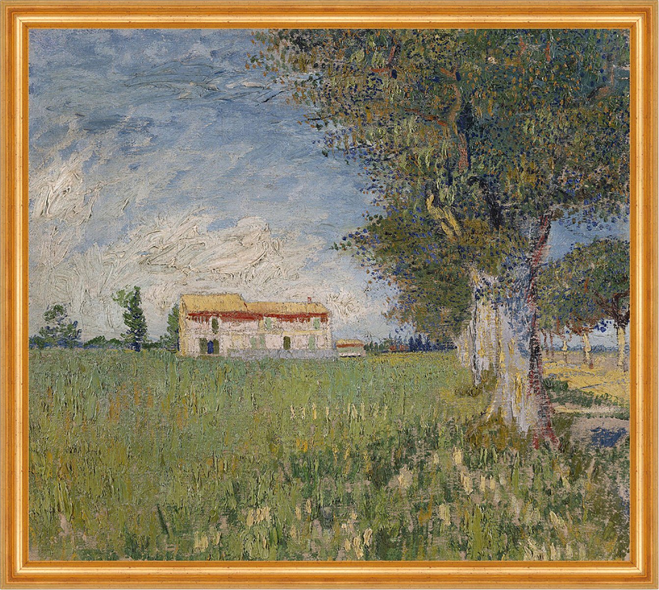 Kunstdruck Farmhouse in a wheatfield Vincent van Gogh Bauernhaus Wiese Bäume B A1, (1 St) von OTTO