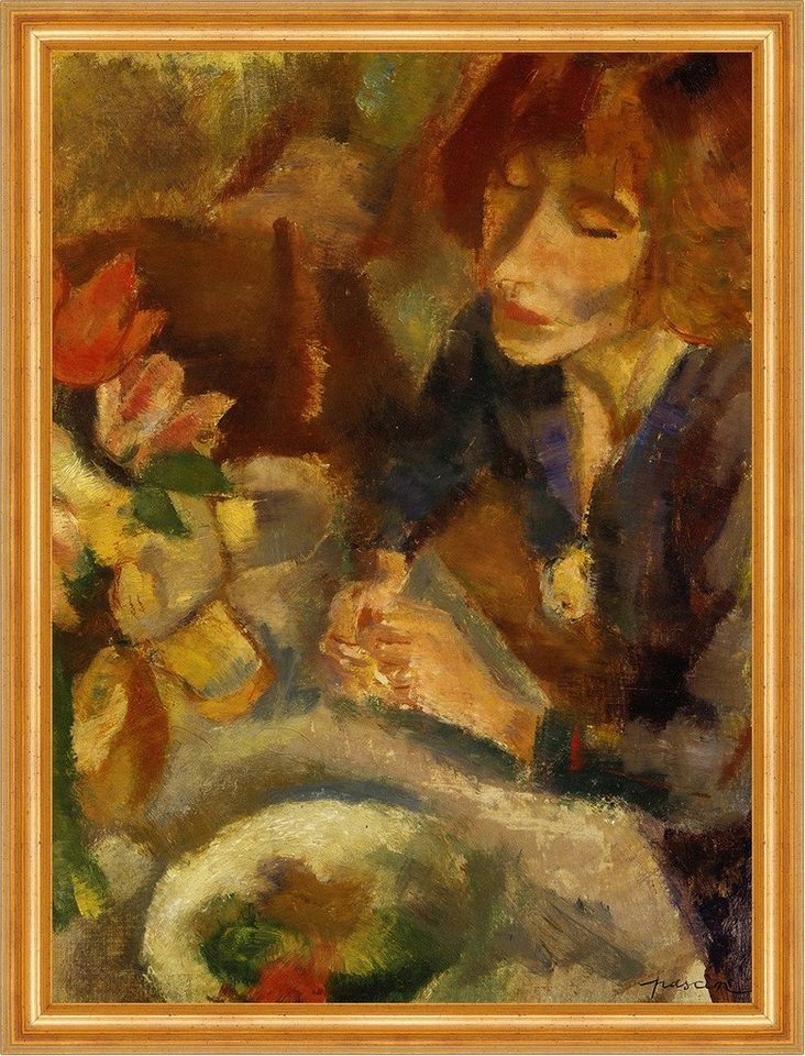 Kunstdruck Femme et Fleurs, Portrait of Hermine David Jules Pascin Frauen B A3 02, (1 St) von OTTO