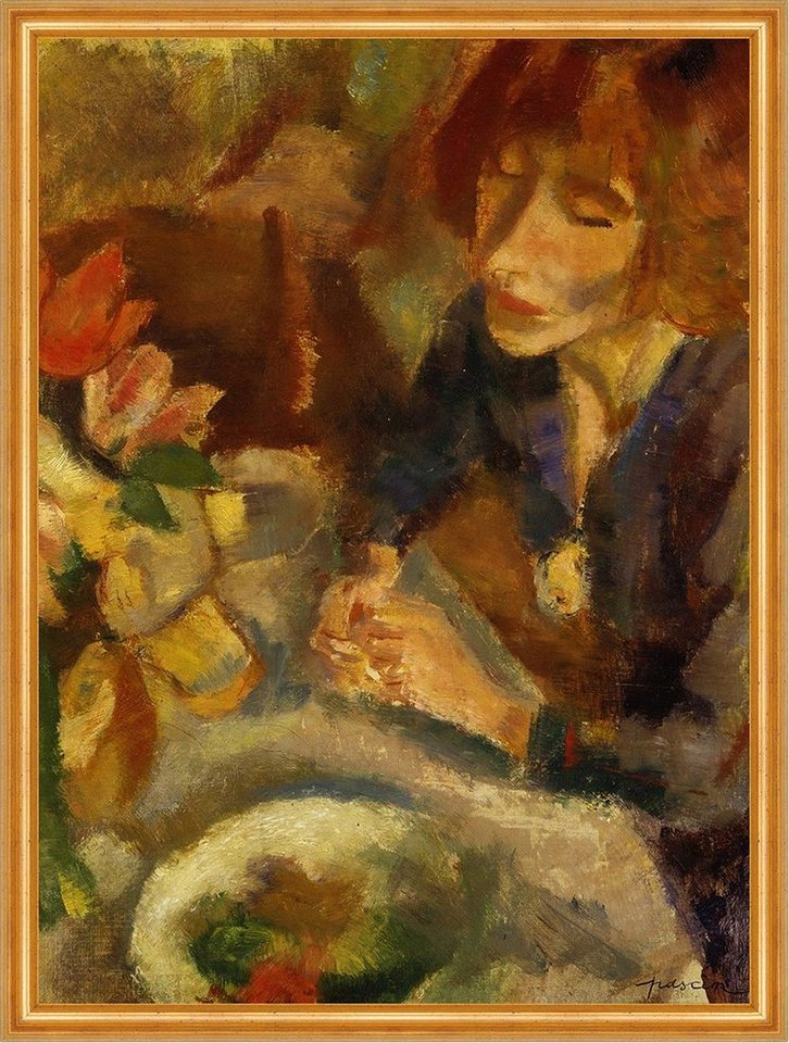 Kunstdruck Femme et Fleurs, Portrait of Hermine David Jules Pascin Frauen Blumen, (1 St) von OTTO