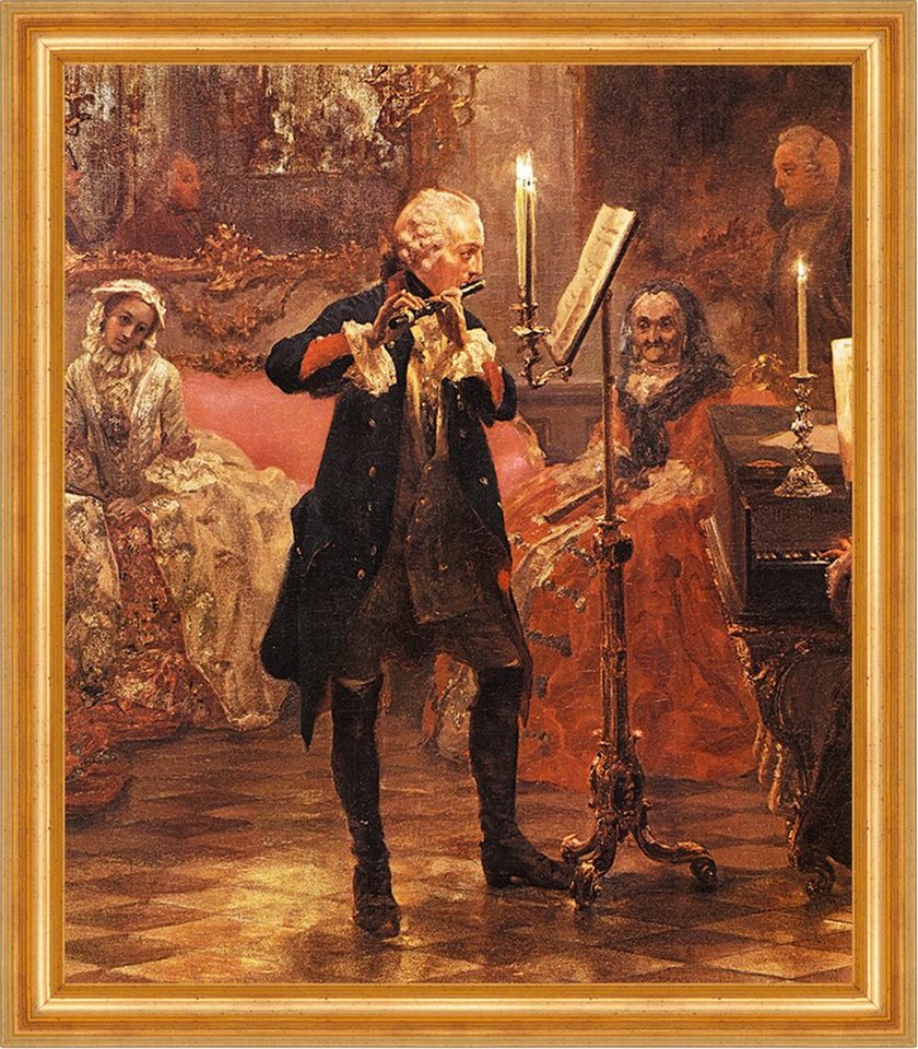 BillerAntik Kunstdruck Flötenkonzert Adolph Menzel Markgräfin Kerze Sanssouci Klavier H A3 00, (1 St) von BillerAntik