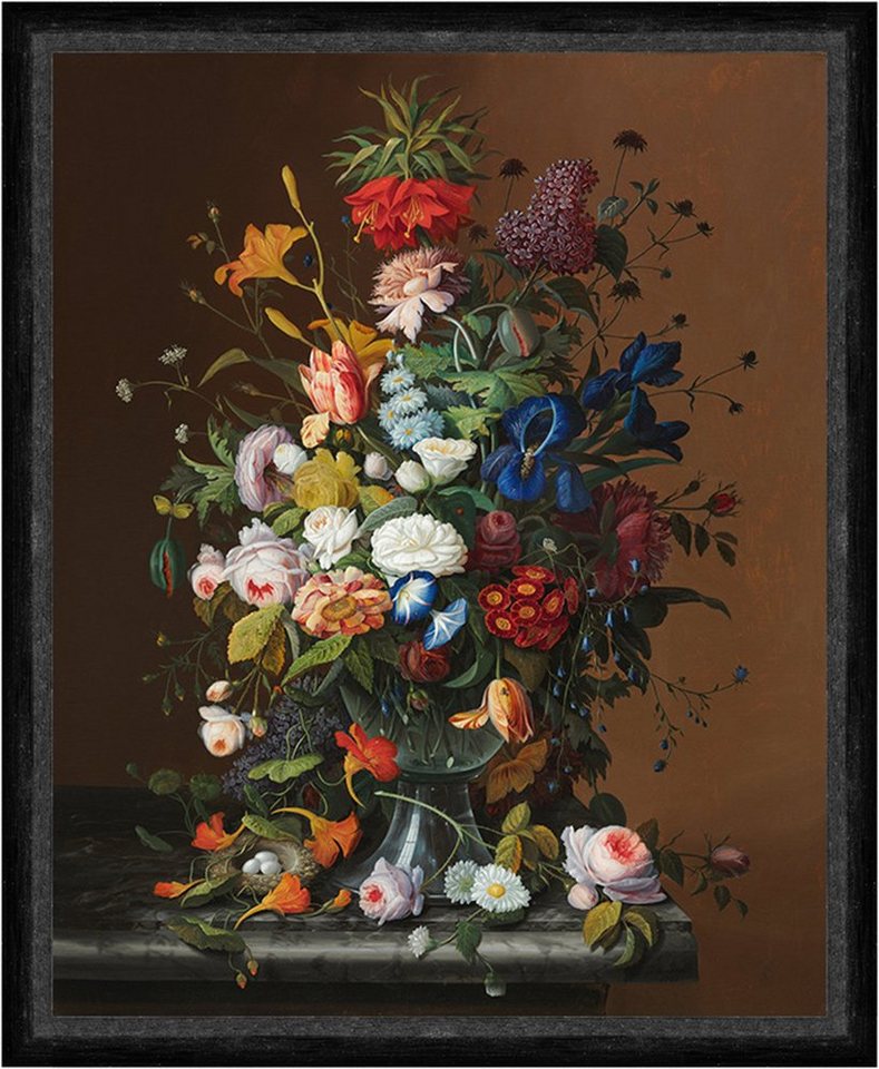 Kunstdruck Flower Still Life with Birds Nest Severin Roesen Blumen Strauß Eier Fa, (1 St) von OTTO