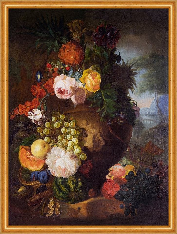 BillerAntik Kunstdruck Flowers and Fruit Jan van Os Blumenstrauß Rose Obst Weintrauben B A2 0, (1 St) von BillerAntik